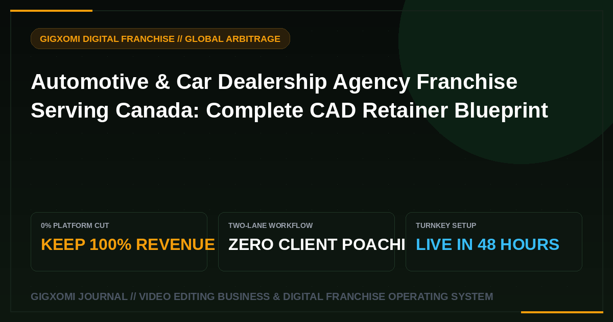 Automotive & Car Dealership Agency Franchise Serving Canada: Complete CAD Retainer Blueprint