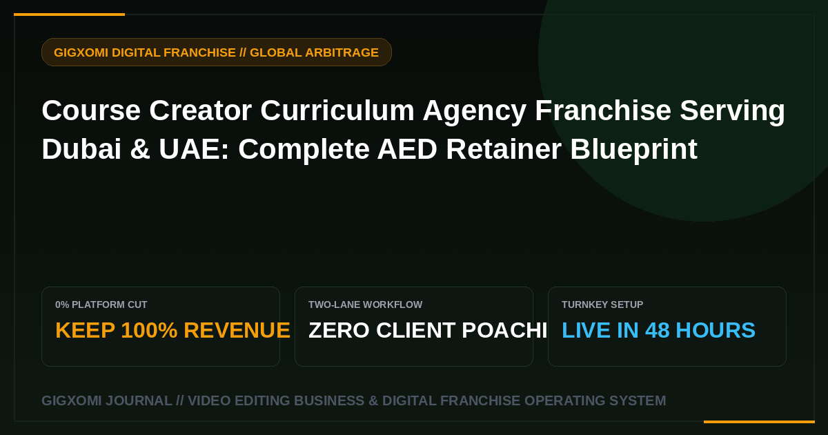 Course Creator Curriculum Agency Franchise Serving Dubai & UAE: Complete AED Retainer Blueprint