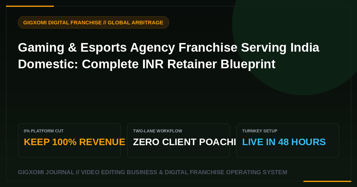 Gaming & Esports Agency Franchise Serving India Domestic: Complete INR Retainer Blueprint
