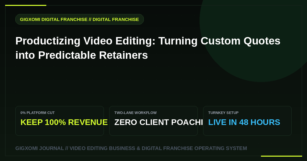 Productizing Video Editing: Turning Custom Quotes into Predictable Retainers