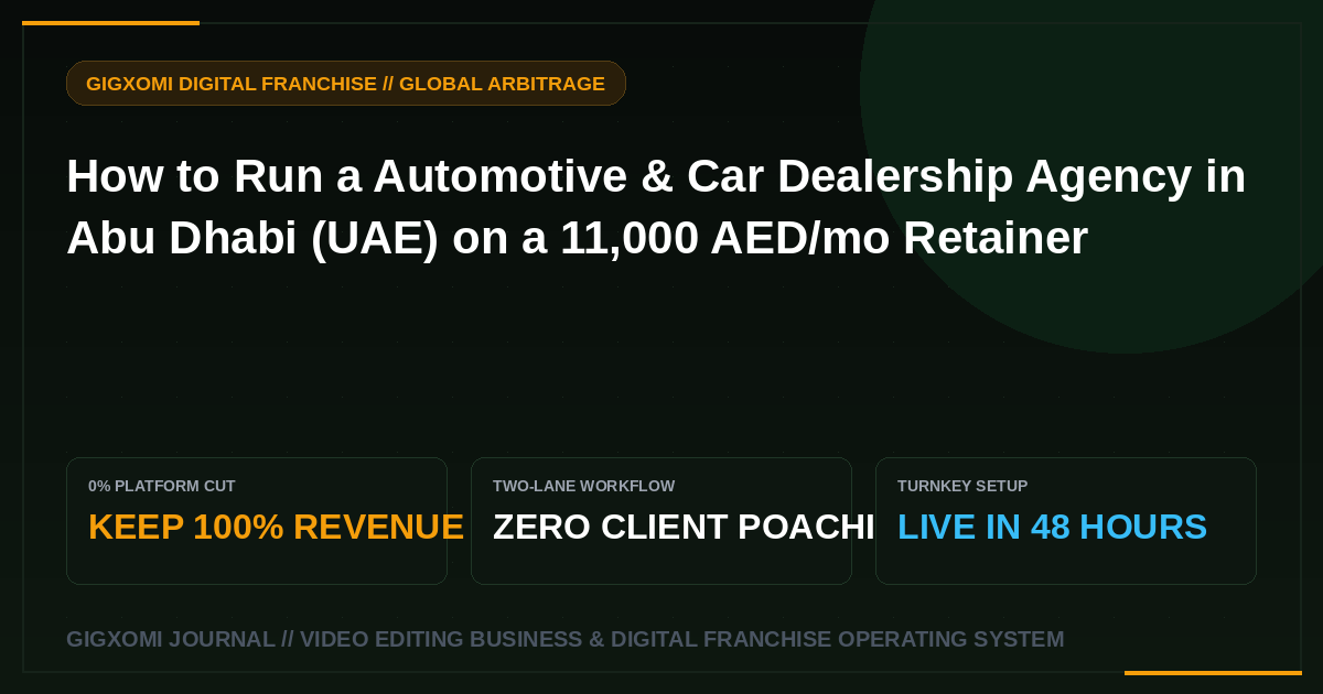 How to Run a Automotive & Car Dealership Agency in Abu Dhabi (UAE) on a 11,000 AED/mo Retainer
