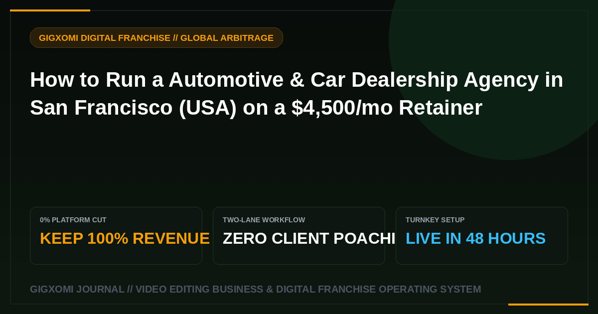 How to Run a Automotive & Car Dealership Agency in San Francisco (USA) on a $4,500/mo Retainer