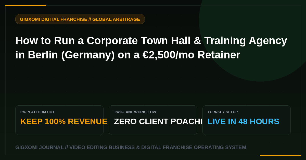 How to Run a Corporate Town Hall & Training Agency in Berlin (Germany) on a €2,500/mo Retainer