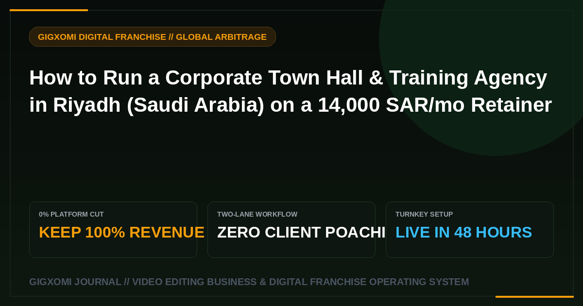 How to Run a Corporate Town Hall & Training Agency in Riyadh (Saudi Arabia) on a 14,000 SAR/mo Retainer