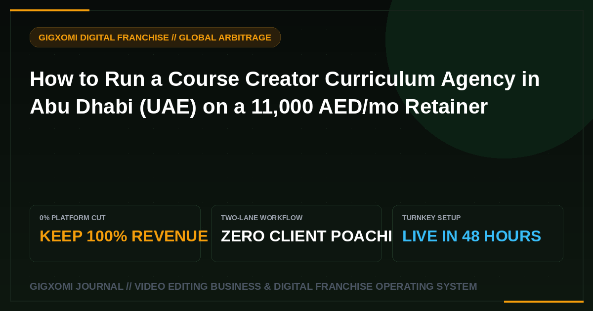 How to Run a Course Creator Curriculum Agency in Abu Dhabi (UAE) on a 11,000 AED/mo Retainer