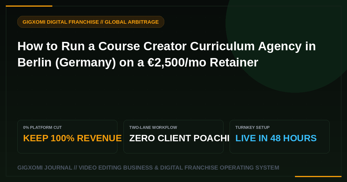 How to Run a Course Creator Curriculum Agency in Berlin (Germany) on a €2,500/mo Retainer
