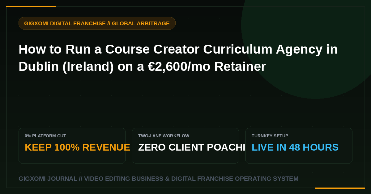 How to Run a Course Creator Curriculum Agency in Dublin (Ireland) on a €2,600/mo Retainer