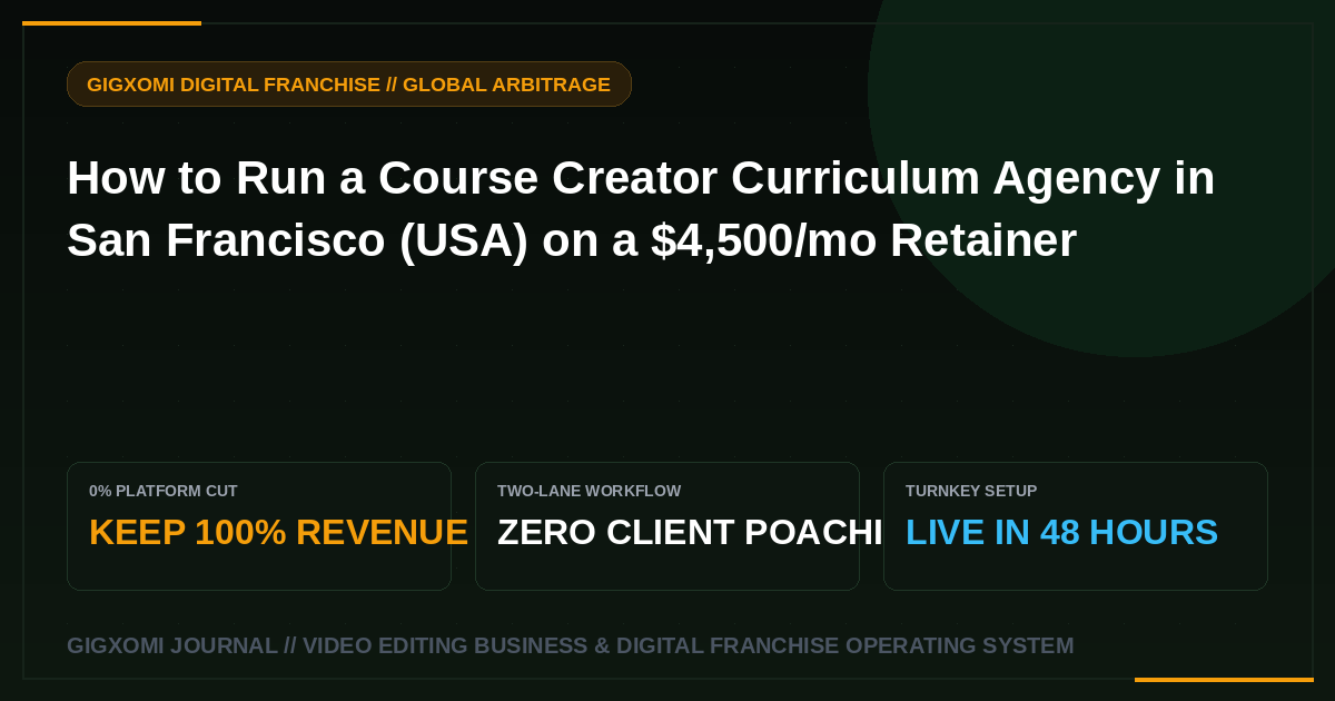 How to Run a Course Creator Curriculum Agency in San Francisco (USA) on a $4,500/mo Retainer