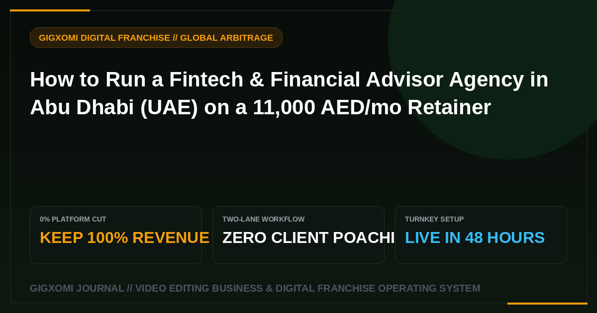 How to Run a Fintech & Financial Advisor Agency in Abu Dhabi (UAE) on a 11,000 AED/mo Retainer