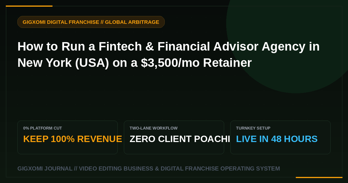 How to Run a Fintech & Financial Advisor Agency in New York (USA) on a $3,500/mo Retainer