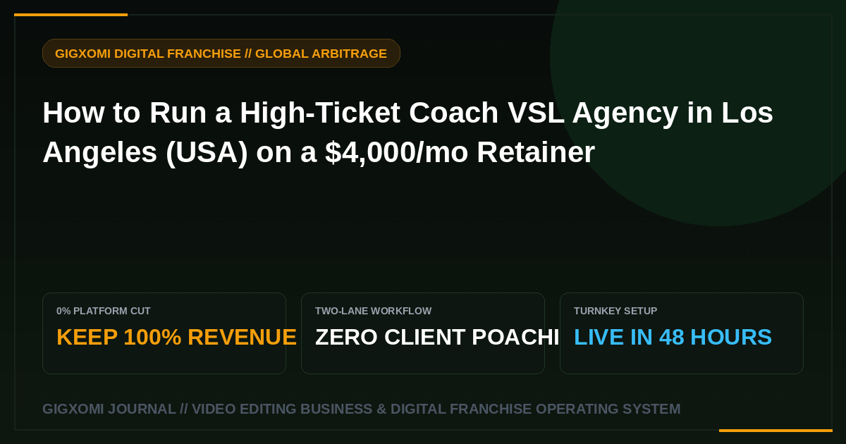 How to Run a High-Ticket Coach VSL Agency in Los Angeles (USA) on a $4,000/mo Retainer