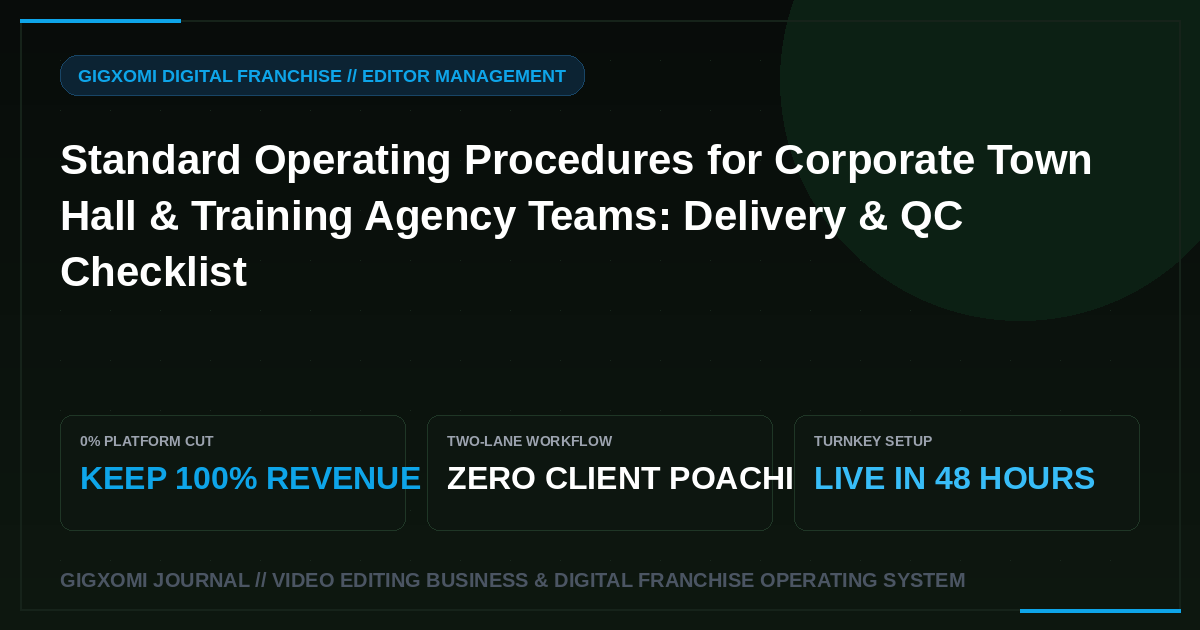 Standard Operating Procedures for Corporate Town Hall & Training Agency Teams: Delivery & QC Checklist