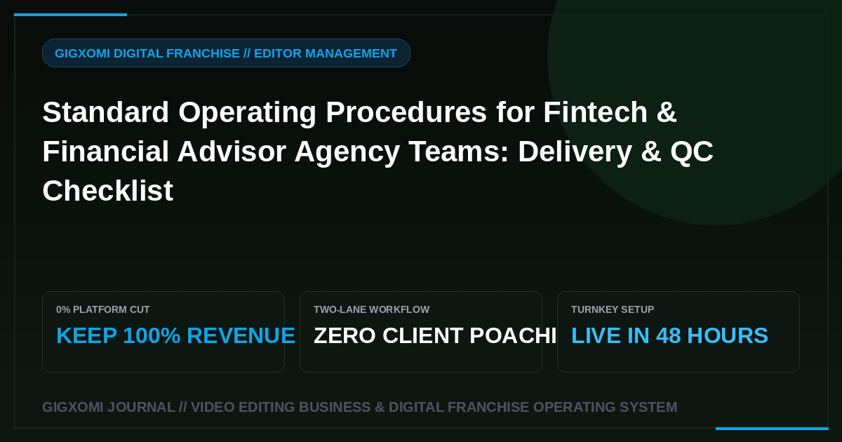 Standard Operating Procedures for Fintech & Financial Advisor Agency Teams: Delivery & QC Checklist