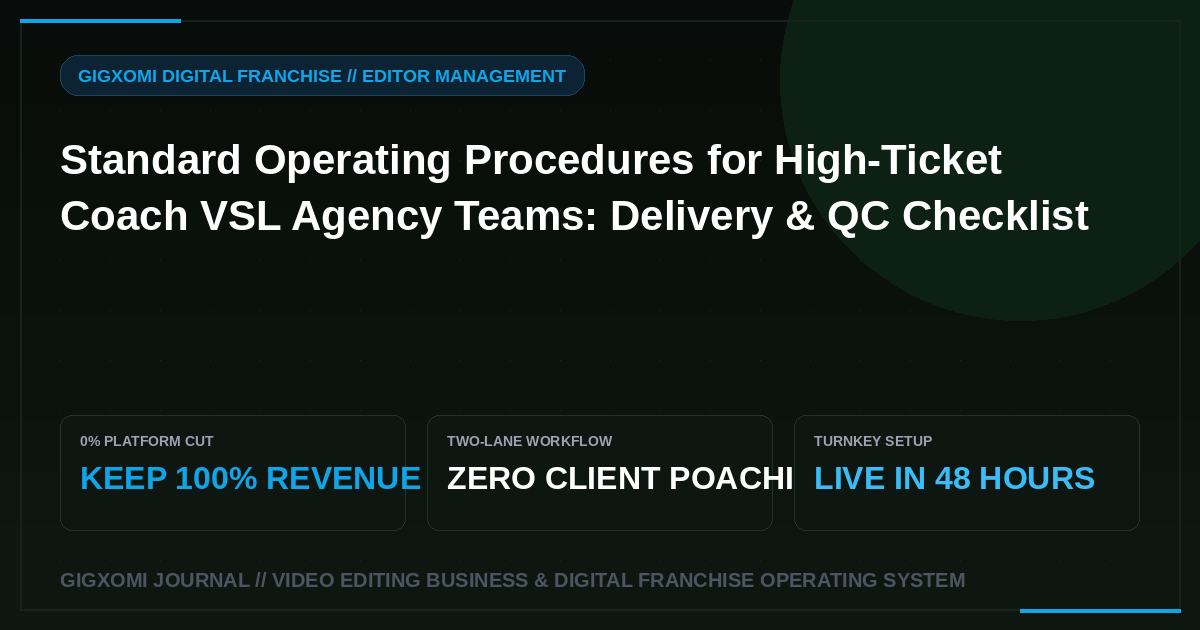 Standard Operating Procedures for High-Ticket Coach VSL Agency Teams: Delivery & QC Checklist
