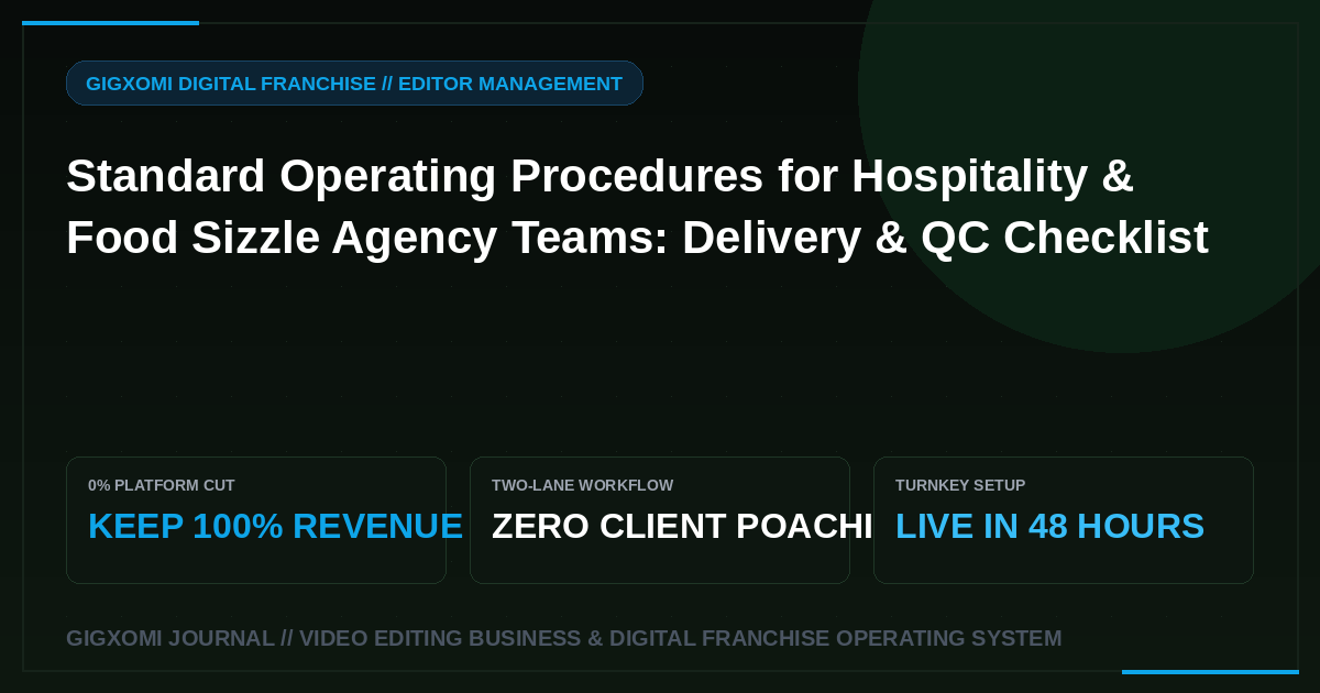 Standard Operating Procedures for Hospitality & Food Sizzle Agency Teams: Delivery & QC Checklist