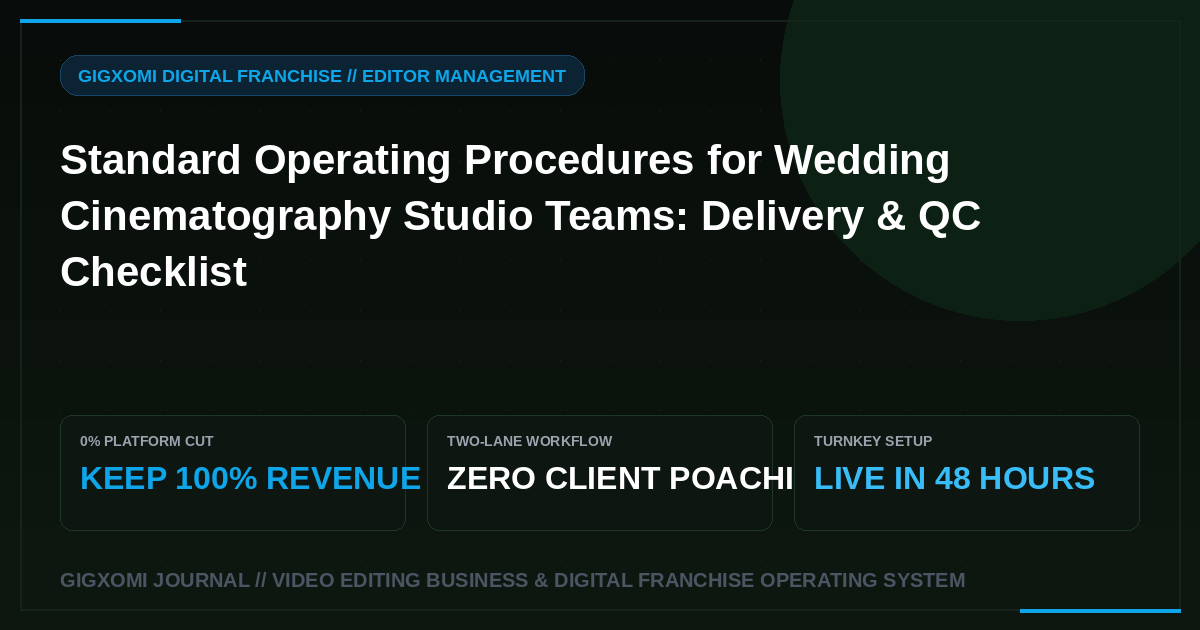 Standard Operating Procedures for Wedding Cinematography Studio Teams: Delivery & QC Checklist