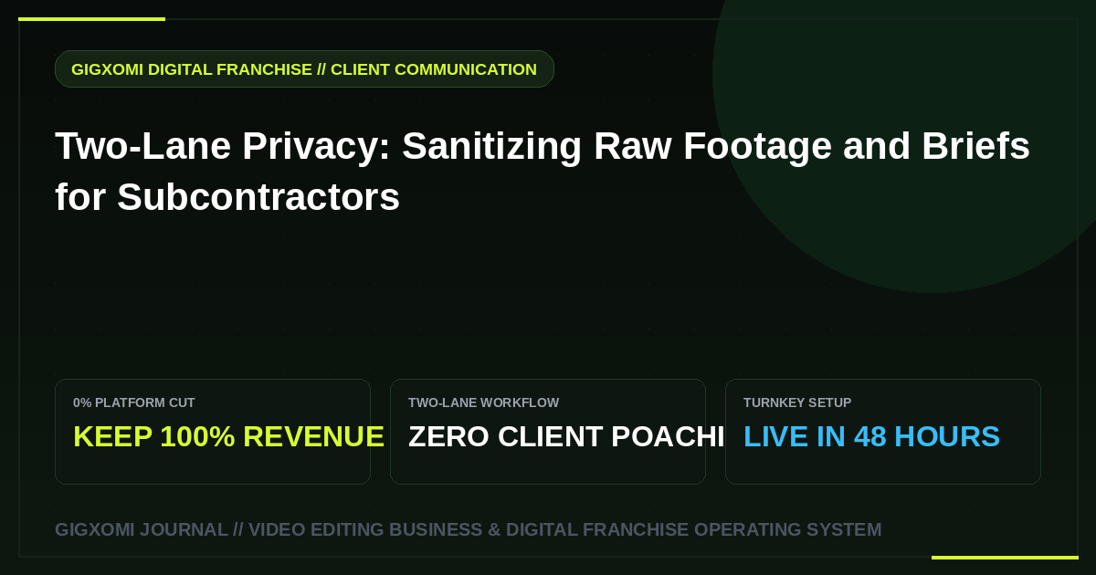 Two-Lane Privacy: Sanitizing Raw Footage and Briefs for Subcontractors